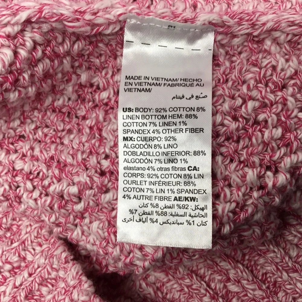 Chico's Pink Marled Cotton Linen Blend Loose Knit Sweater - Picture 7 of 9